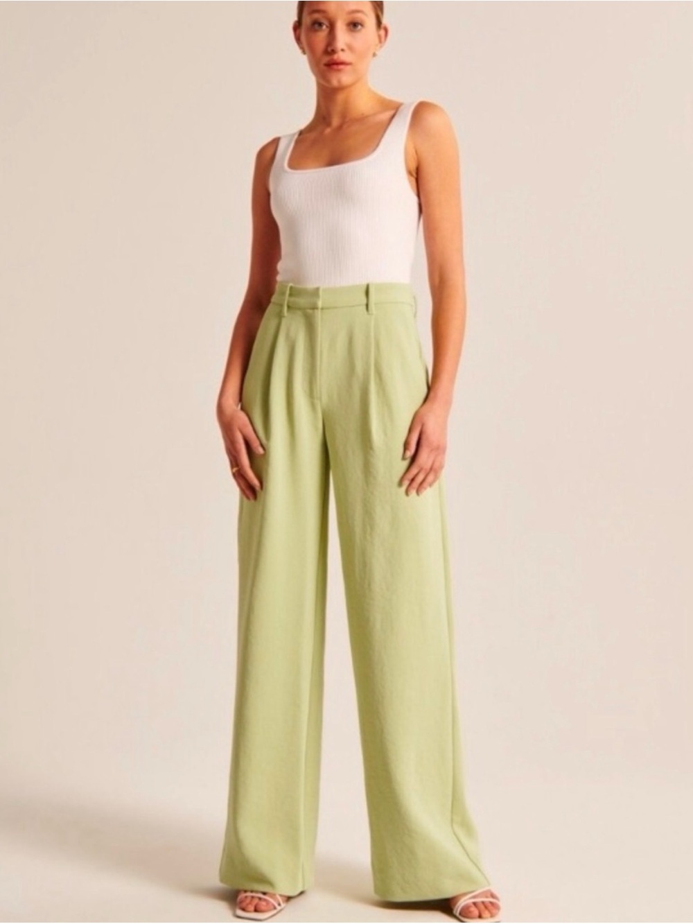 Abercrombie & Fitch Ultra High Rise Premium Crepe Tailored Trousers